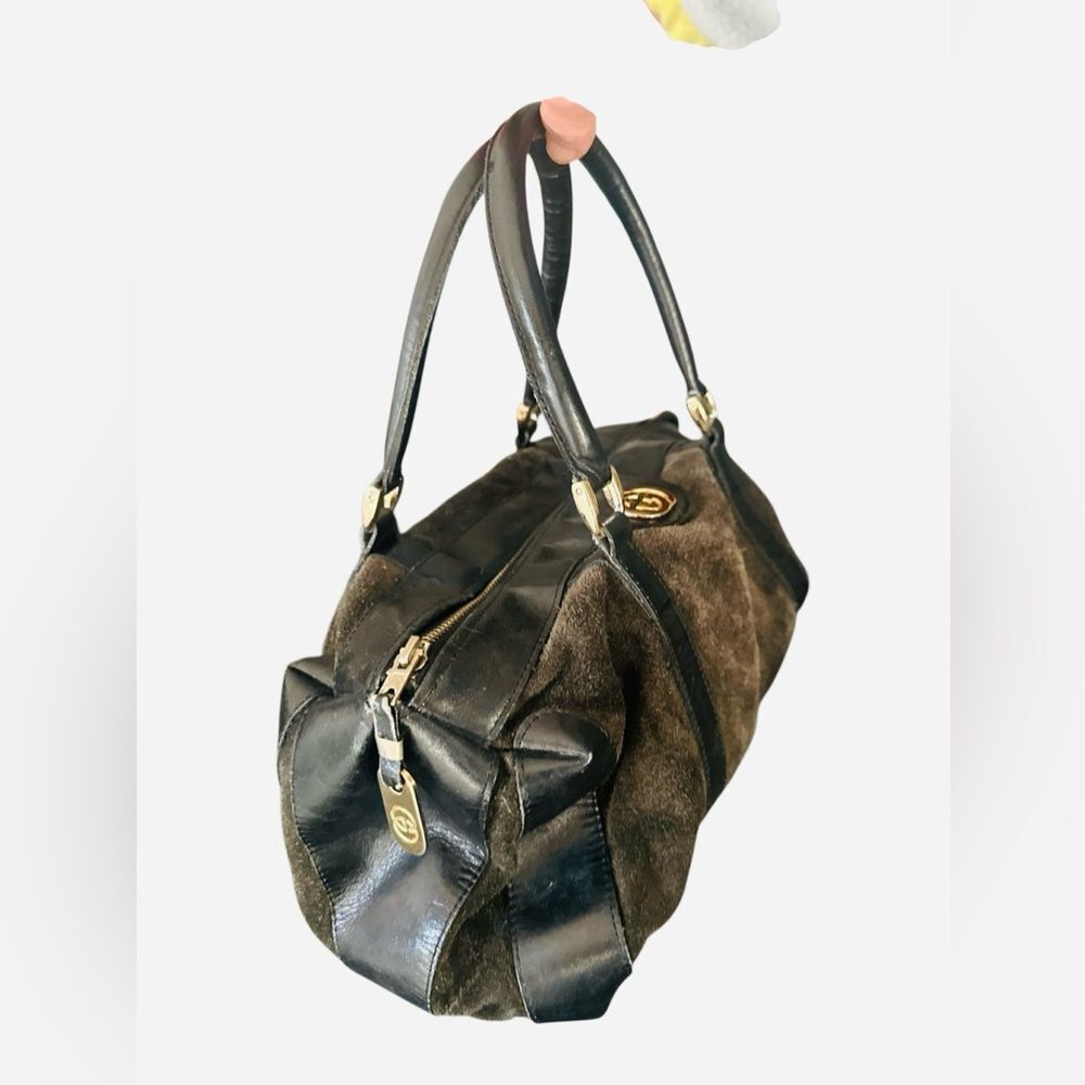 Gucci Black and olive green Leather and suede Boston Handbag - Picture 13 of 13